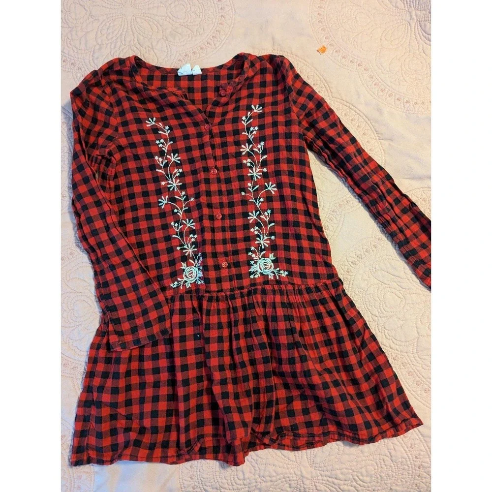 Gap Plaid Embroidered 8/9 Dress